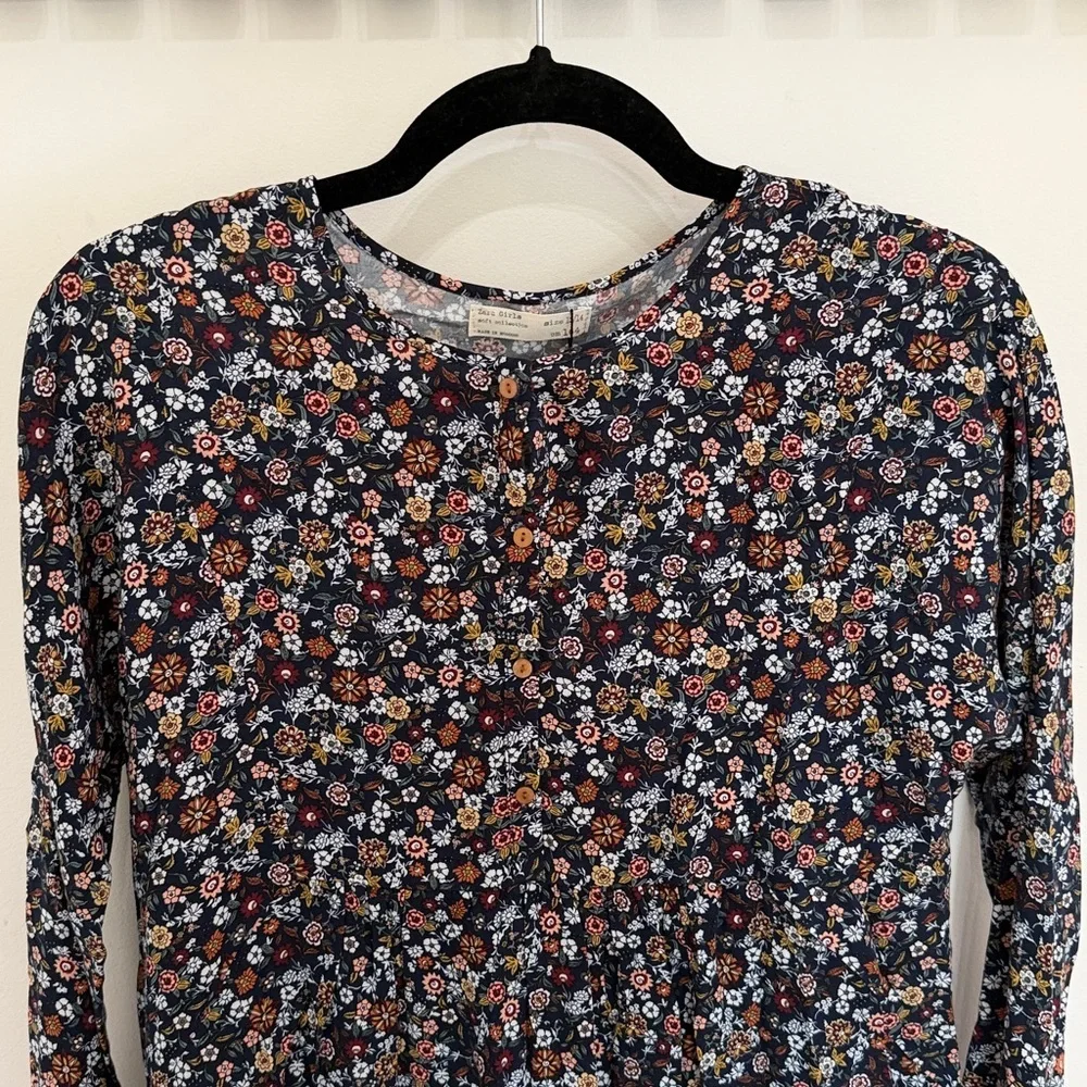 Zara Girls Navy Floral Button-Front Dress size 13/14